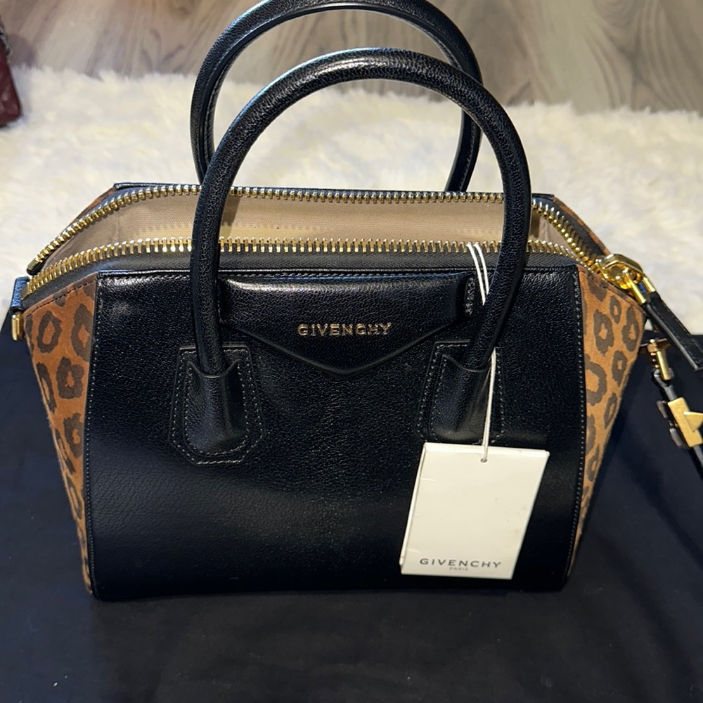 Givenchy Black Leather And Leopard Print Suede